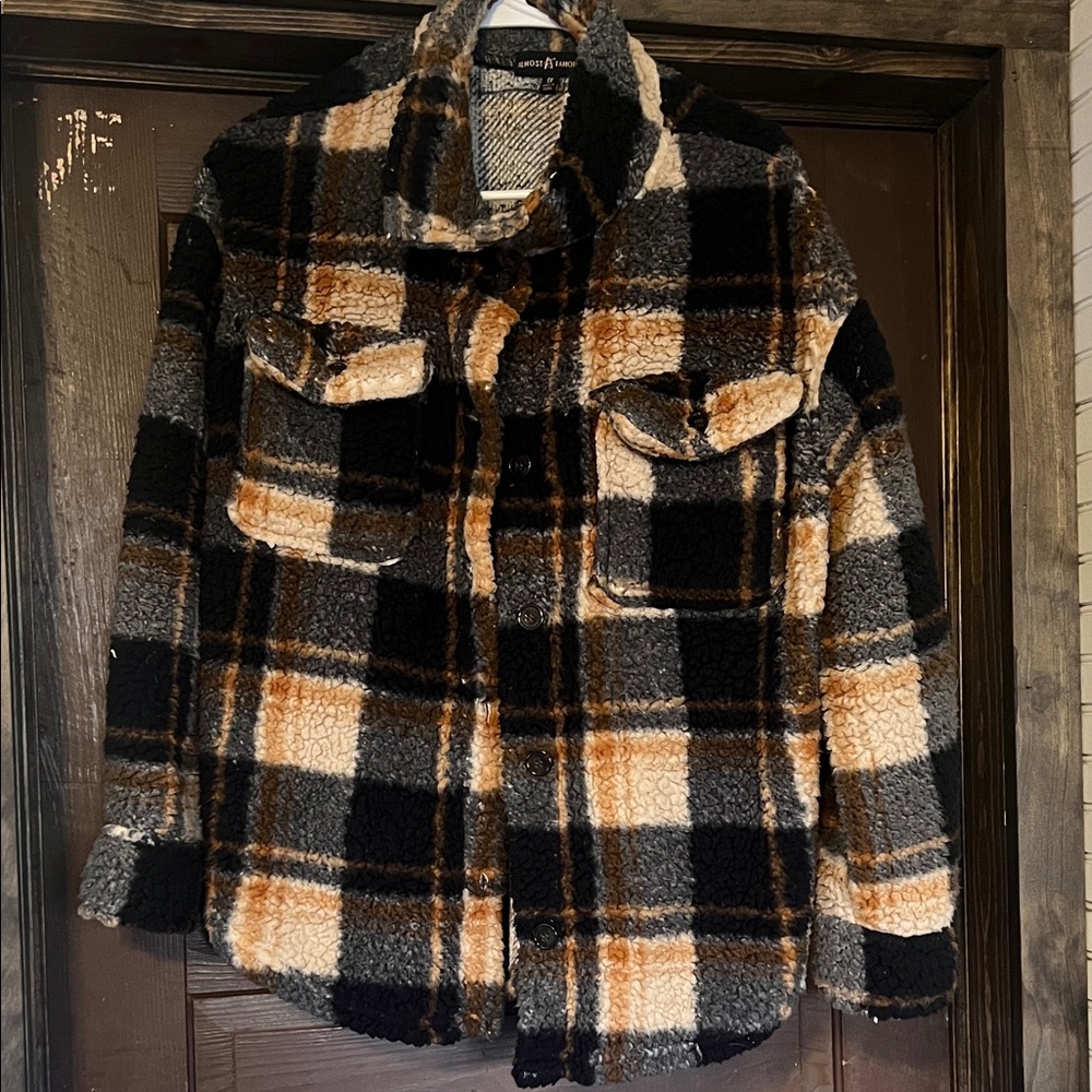 Almost Famous Checkered Sherpa Jacket